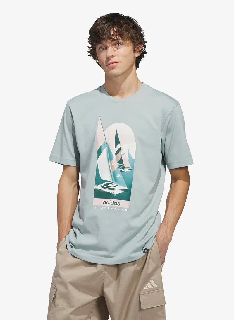 اديداس تيشيرت صيفي بطبعة إبحار